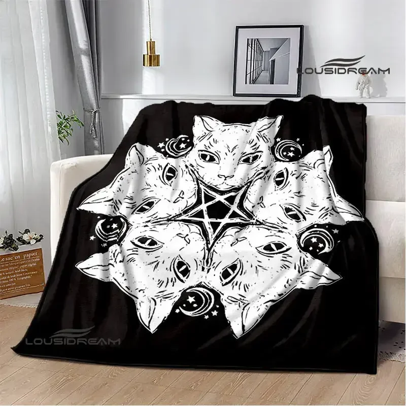 Satan Satan Black Cat Printing Blanket Picnic blanket Flange Warm blanket Home travel blankets bed linings birthday gift