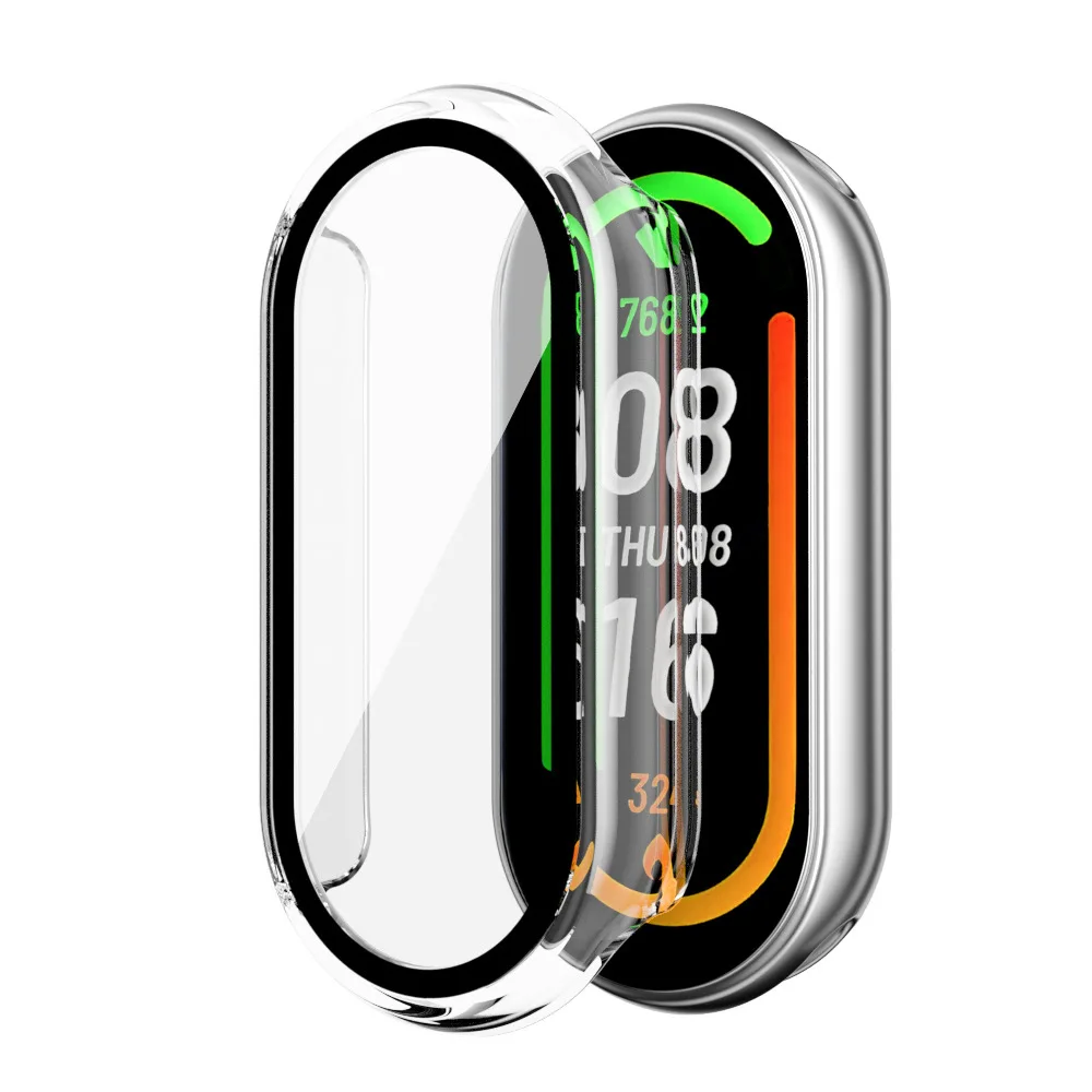 Funda de cristal + PC para Xiaomi Mi Band 9 y 8, cubierta de vidrio templado antiarañazos, Protector de pantalla para Mi Band 9, accesorios