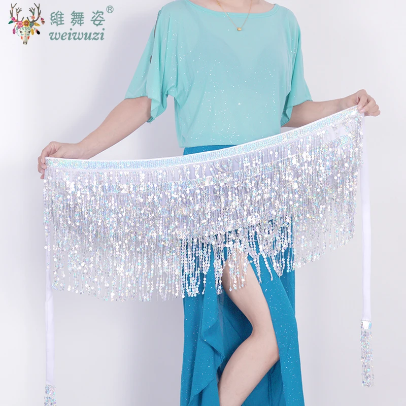 

Belly Dance Hip Waist Scarf Wrap Belt Dress Female Show Costumes Women‘s Sexy Sequins Tassels Thailand/India/Arab Dancer Skirt