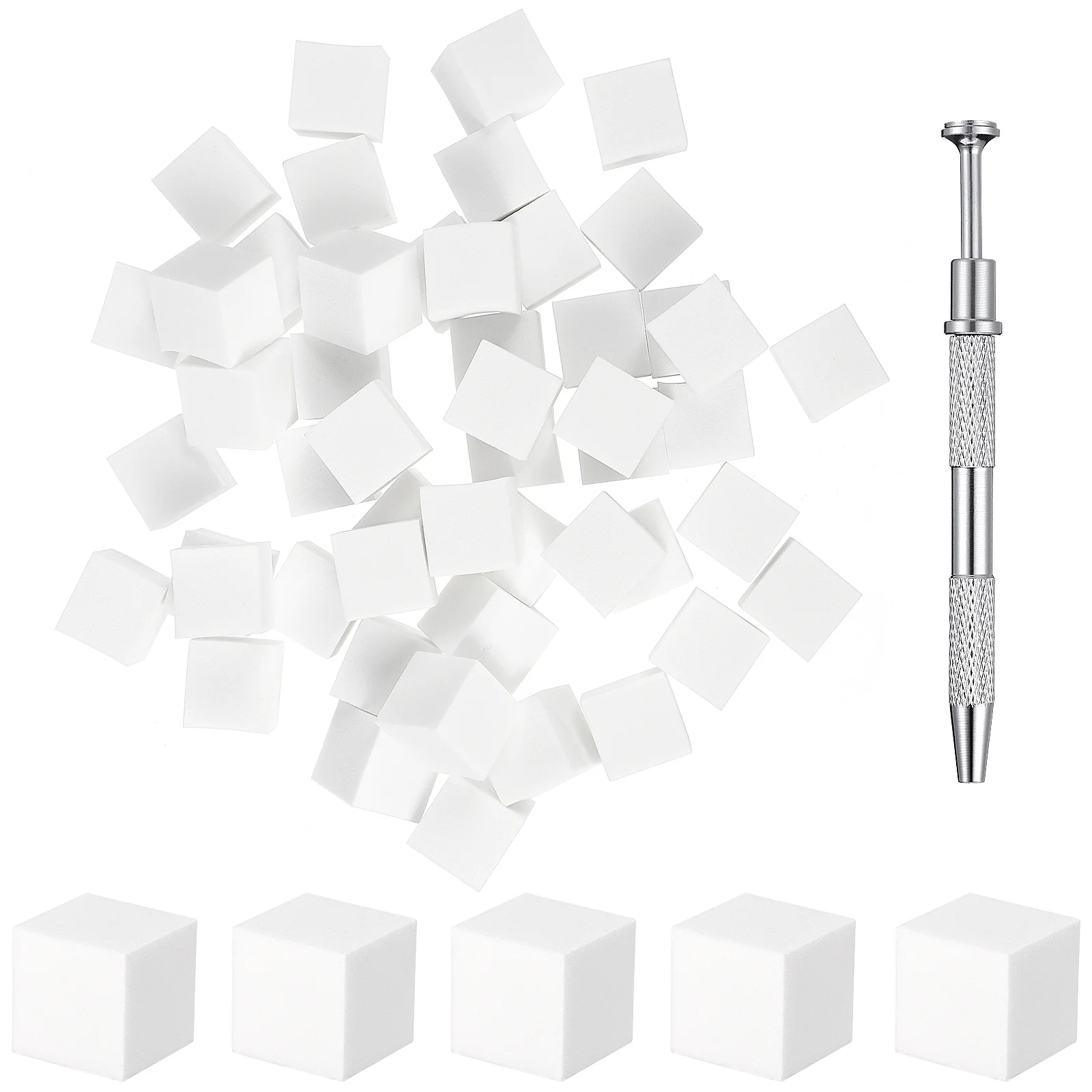 

1Set Nail Sponges for Manicure Nail Art Color Fade Soft Tofu Block Sponge Kit with Stainless Steel 4-Claw Grabber Tool