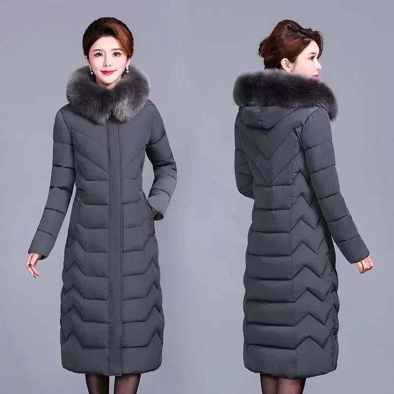 

2024 New XL-6XL Female Coat Down Cotton Padded Clothes For Women Long Collar Parkas Middle-Aged Mother Winter Jacket