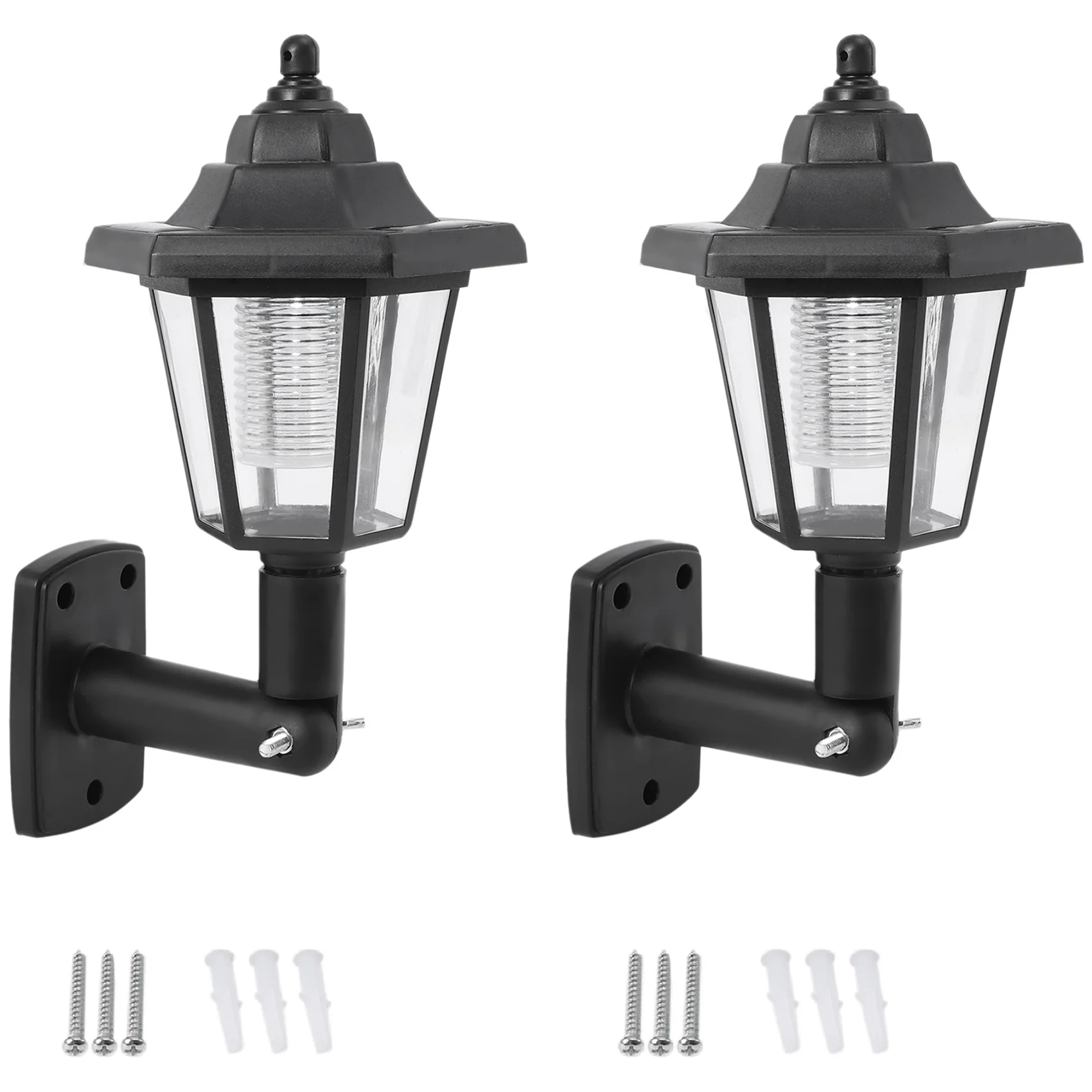 

2 x Solar Powered LED Outdoor Garden Fence Wall Lantern Light Lamp Light Sensor