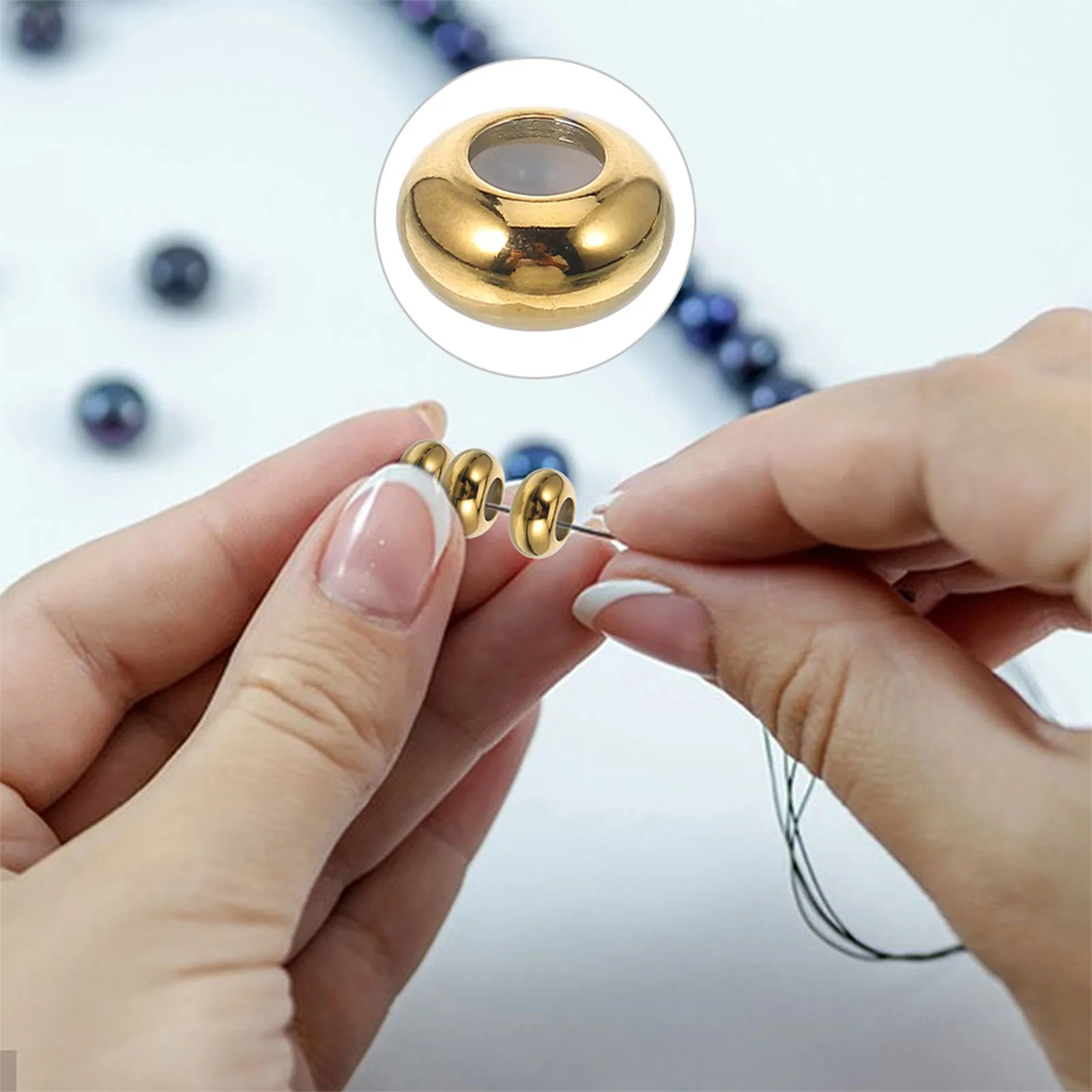 18Pcs Stainless Steel Stopper Spacer Beads Adjustable 8Mm Rubber Insert Slide Beads Necklace Bracelet DIY Jewelry Making