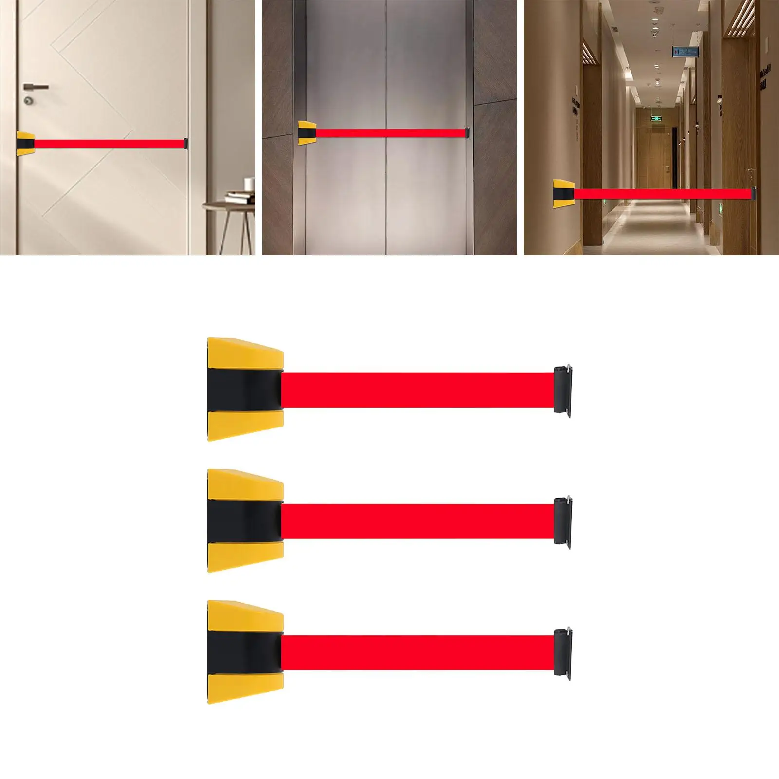 Wall Mount Retractable Belt Outdoor Do Not Cross Caution Tape Crowd Control Barrier for Corridor Elevator Banks Crowd Queue Shop