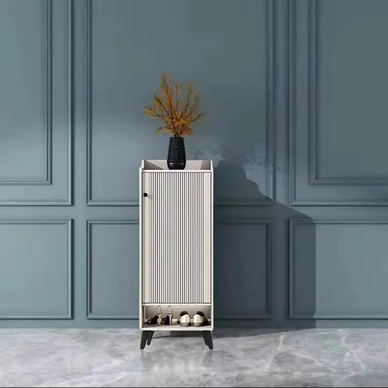 Light luxury single door small narrow shoe cabinet outside the staircase to save space Z gray corner cabinet