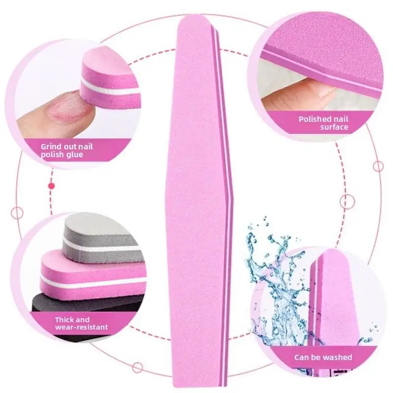 Rectangular Easy-To-Hold Pink Fine Sand Buffer For Nail Buffing Specially Designed Mini Crescent-Shaped Nail File Manicure Use