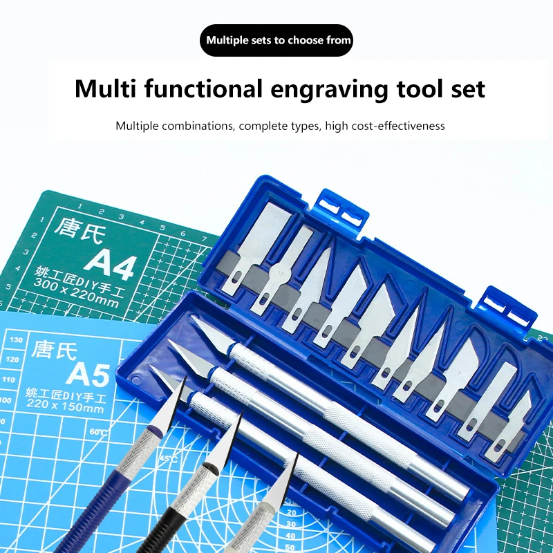 Superior Aluminum Alloy 13pcs Art Knife Set - Great for Handcraft, Model Building & Paper-cutting