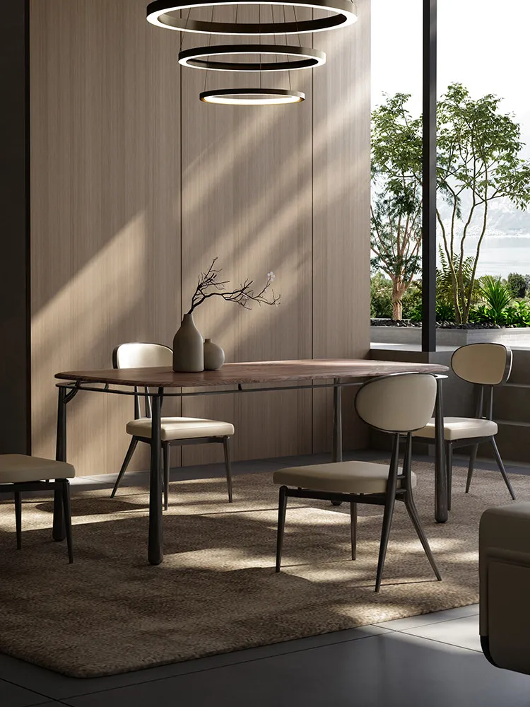 CX solid wood dining table villa rectangular large flat dining table and chair combination