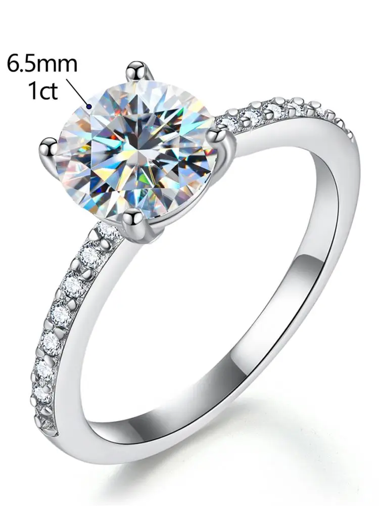 DWJ 1-2CT Echter Moissanit Diamant Ringe für Frauen Mode Runde Hochzeit Echt 925 Sterling Silber Designer Luxus Edlen schmuck – Detail 6