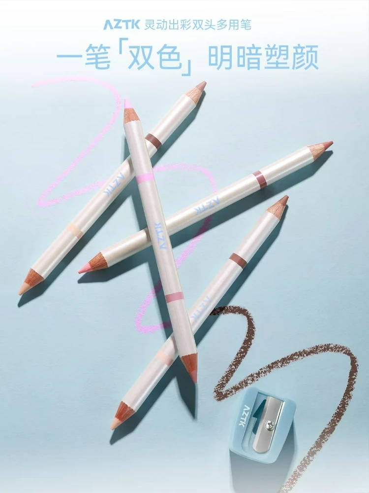 قلم تحديد الشفاه ذو الرأس المزدوج من AZTK يضيء الضوء على كونتور ليس من السهل تلطيخ المكياج #1