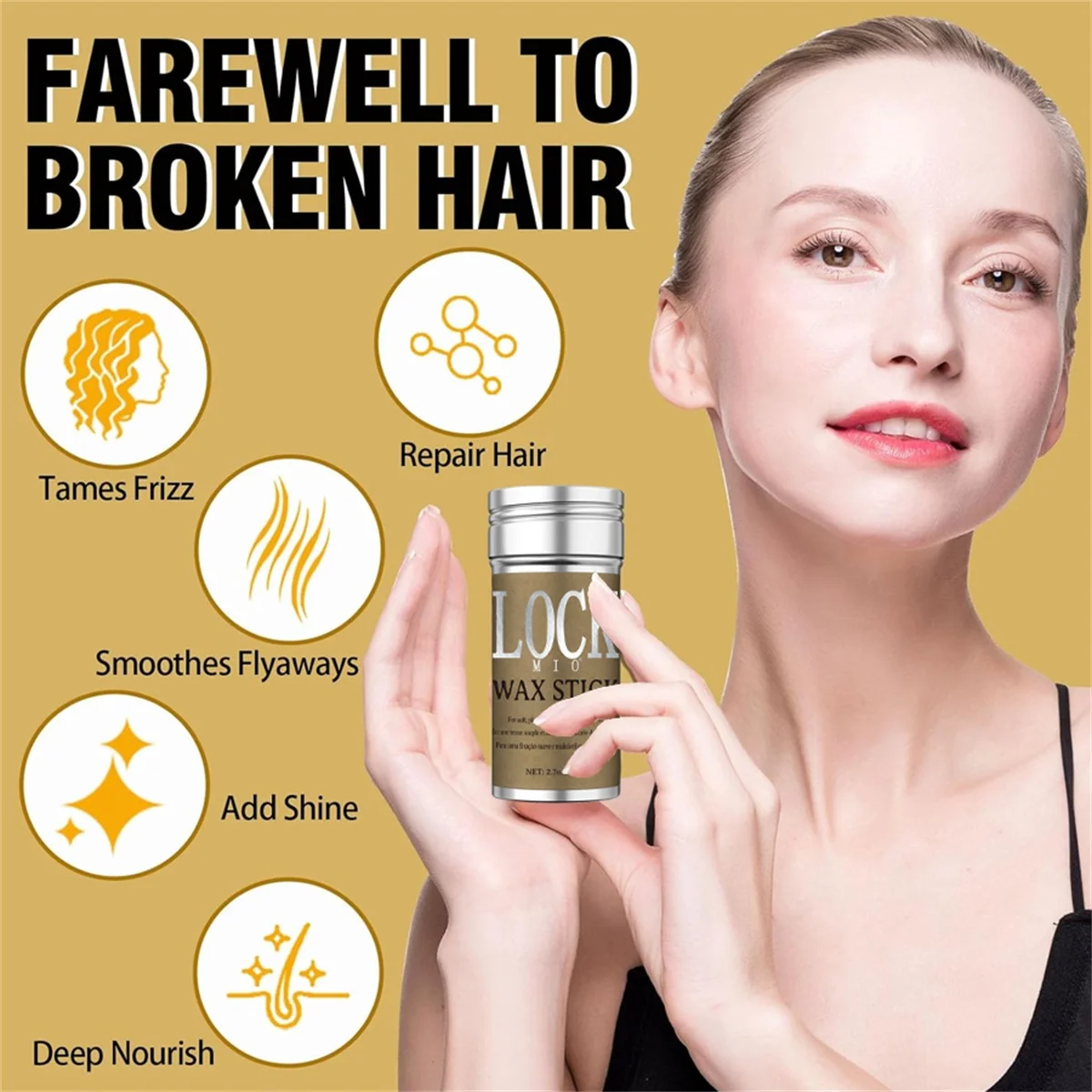 Natural Wig Smooth Wax Stick,Clip and 3comb Kit Styling Solid Wax Sticks Broken Back Hair Finishing Artifact for Women and Child