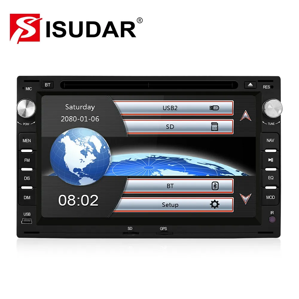 Isudar รถมัลติมีเดีย GPS 2 DIN 7 นิ้วสำหรับ VW/Volkswagen/PASSAT/B5/MK5/กอล์ฟ/POLO/TRANSPORTER วิทยุ FM BT 1080P IPod แผนที่