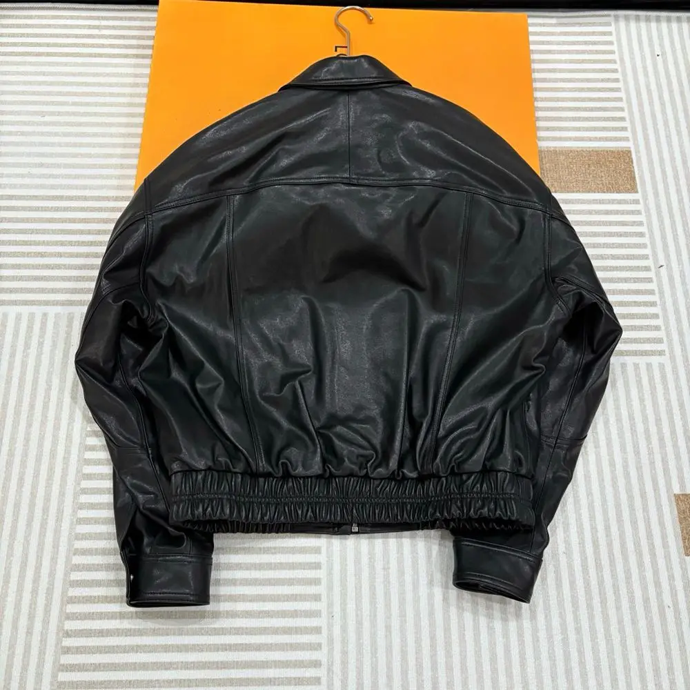 سترات من الجلد الطبيعي 2026 Sping موضة التلبيب سترات نسائية قصيرة عادية براون المستوردة على مستوى جلد الغنم معاطف جلدية فضفاضة #4