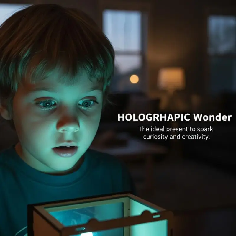 DIY Wooden Holographic Cinema 3D Video Projector Phone Hologram Bracket Science Educational Building Toy For Kids Toddler