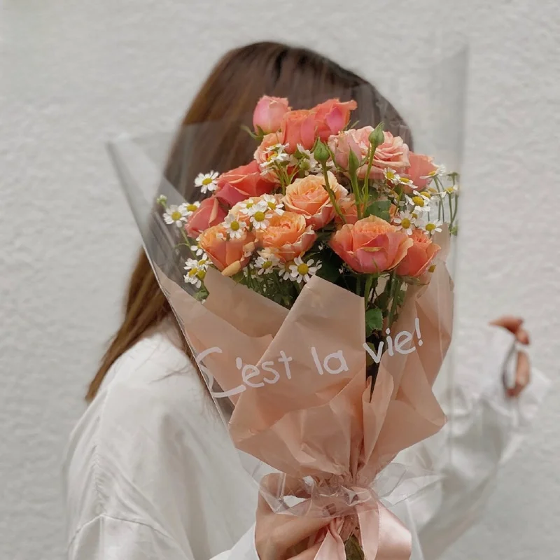 Transparent OPP Glass Paper Rose Flower DIY Packaging Material Multi-Stem Bag Mother Sunflower  Flower Wrapping Material