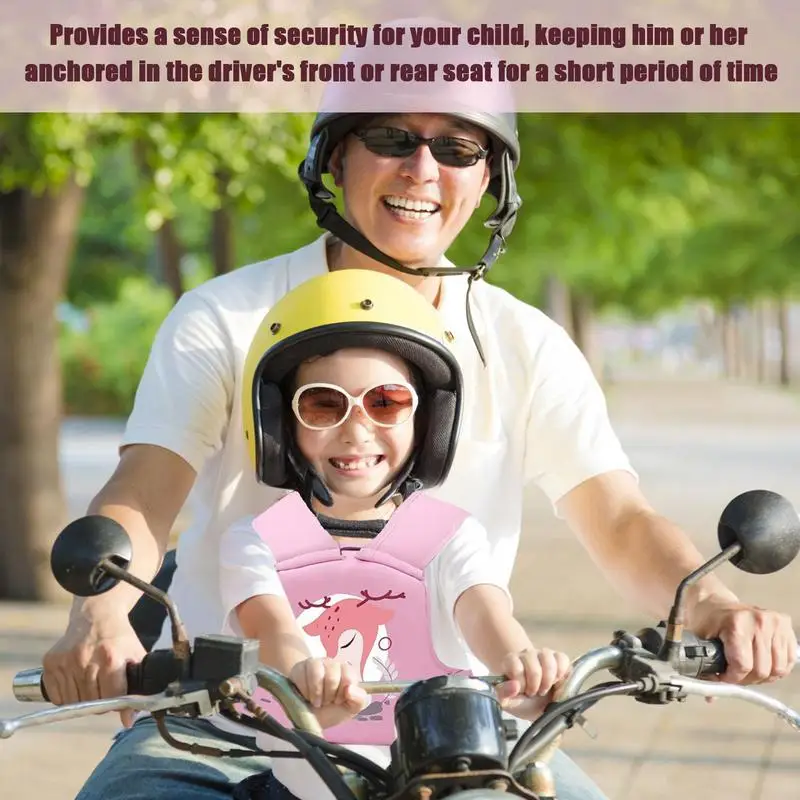 Kids Motorcycle Harness Safety Belt Cartoon Kids Motorcycle Harness Adjustable And Breathable Rear Seat Belt For Kids Safety