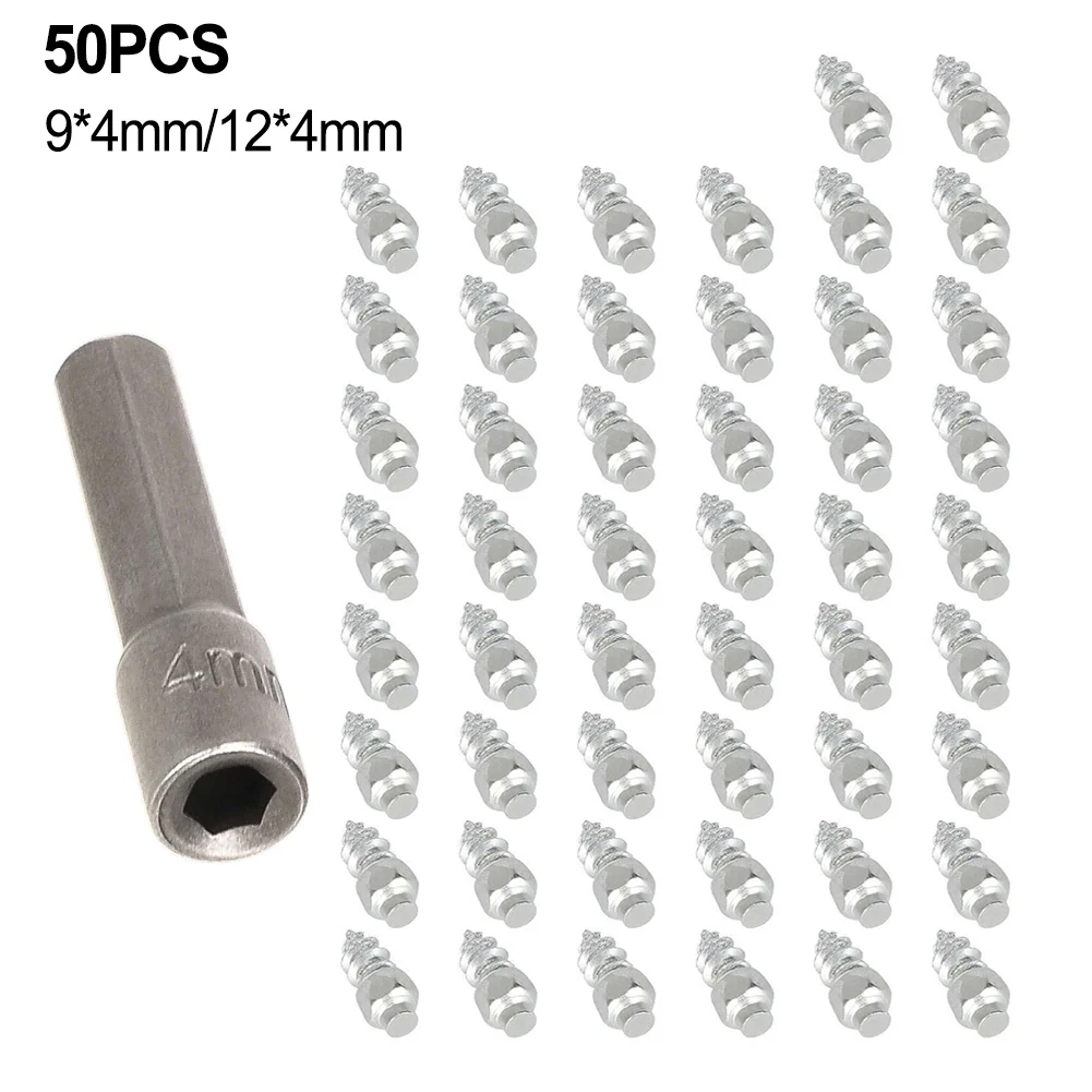 50 Stück Auto-Schneereifen-Spikes Schrauben-Radnagel Anti-Rutsch-Spikes ATV Schneereifen-Spikes 4*9mm/12mm für Motorräder LKW Fahrräder