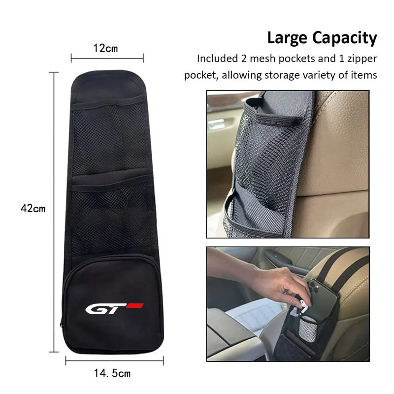 Car Seat Side Organizer Bag Storage Holder For Peugeot GT GTline 3008 308 T9 508 2008 Rifter 5008 207 206 408 4008 Accessories