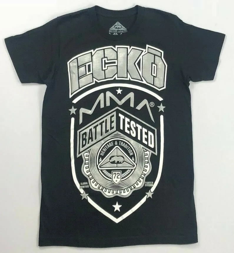 تي شيرت قطني من Ecko Unltd MMA للرجال والنساء بتصميم أمريكي عتيق كبير الحجم وأكمام قصيرة ملابس علوية للملاكمة