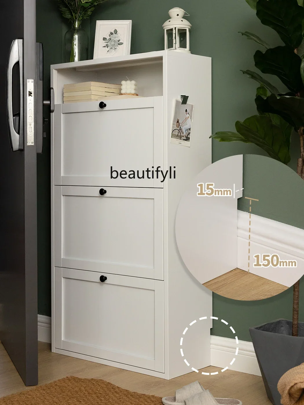 

ss7304 Ultra-Thin Shoe Cabinet Light Luxury 28cm Home Doorway Indoor Beautiful Dustproof Large Capacity Tipping Bucket Cabinet