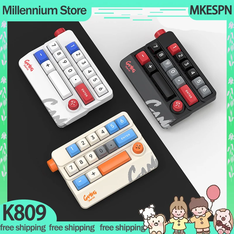 

MKESPN K809 Mechanical Gamer Keypad With Joystick Wired Mini Portable Keyboard RGB Backlit Keyboard Customized Macros Keyboard