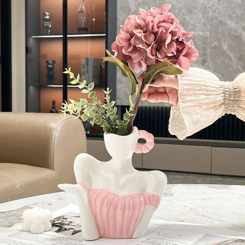 

Керамическая ваза, вазы необычной формы, современные эстетические горшки для цветов икебаны, элегантные бытовые настольные центральные стеклянные украшения