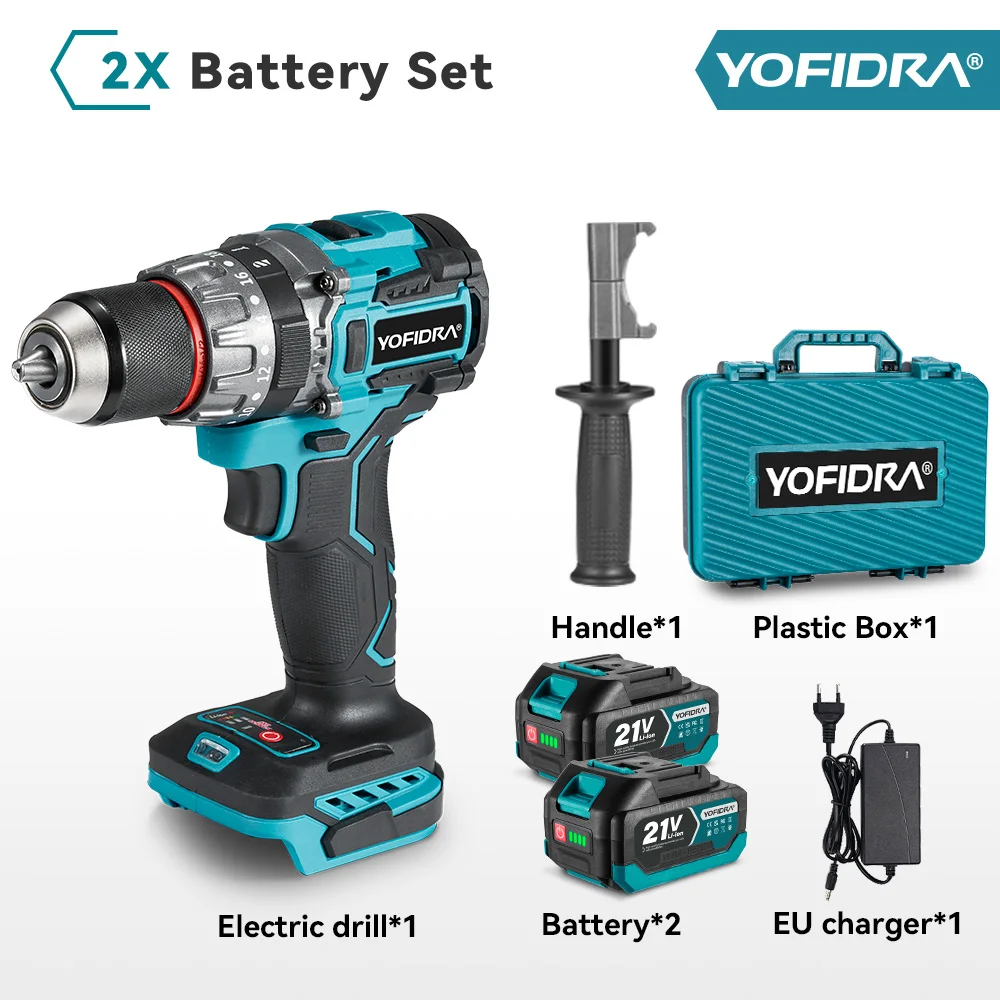 YOFIDRA 13mm 20+3 Torque Brushless Electric Drill Screwdriver Ice Breaking Loose Soil Impact Drill For Makita 18-21V Battery Pin image 3