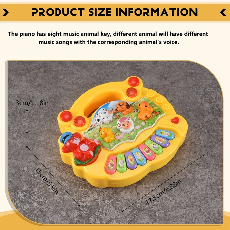 Early Education 1 Year Olds Baby Toy Animal Farm Piano Music Developmental Toys Baby Musical Instrument For Children & Kids Boys