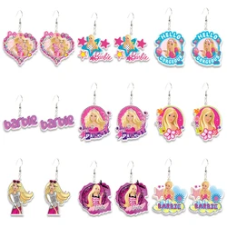 Barbie Earrings Kawaii Pink Princess Sweet Girls Custom Support Ear Hook for Women Girls Cosplay Jewelry Accessories Gifts