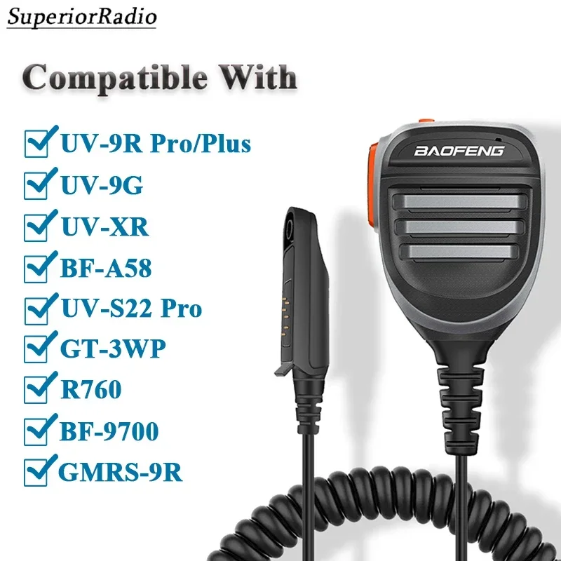 Baofeng Microphone UV-68 Pro Max V2 Walkie Talkie Waterproof PTT Speaker Mic for UV-9R Pro UV S22 UV-98 BF 9700 GT 3WP Ham Radio