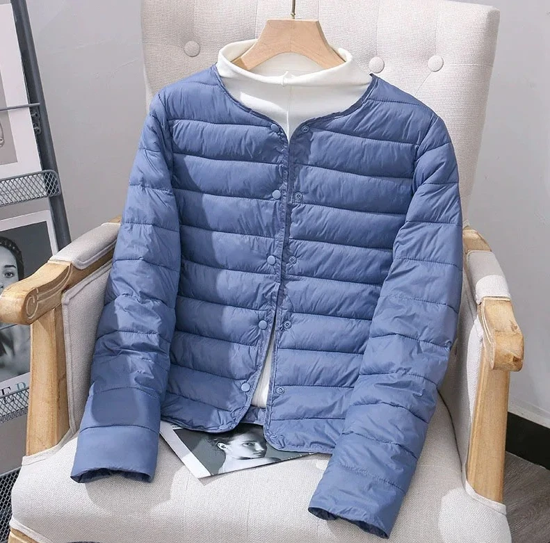 

New Lightweight Down Cotton Coat Women Autumn Winter Long Sleeve Slim Warm Parkas Female Portable Packable Ski Short Jacket