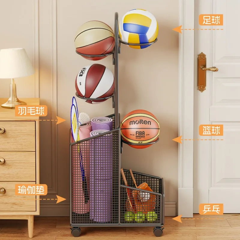 Indoor simple large-capacity wheeled mobile ball rack Children's ball football rack