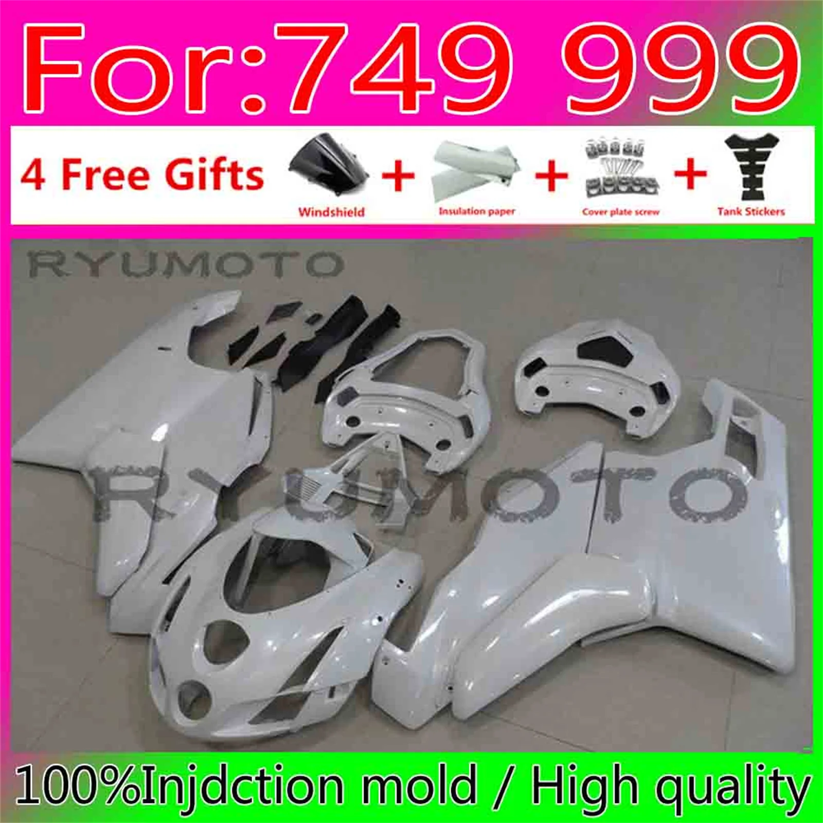 

New ABS Motorcycle Injection Mold Fairing Kit Fit For Ducati 749 999 03 04 05 2003 2004 2005 06 Bodywork Fairings white
