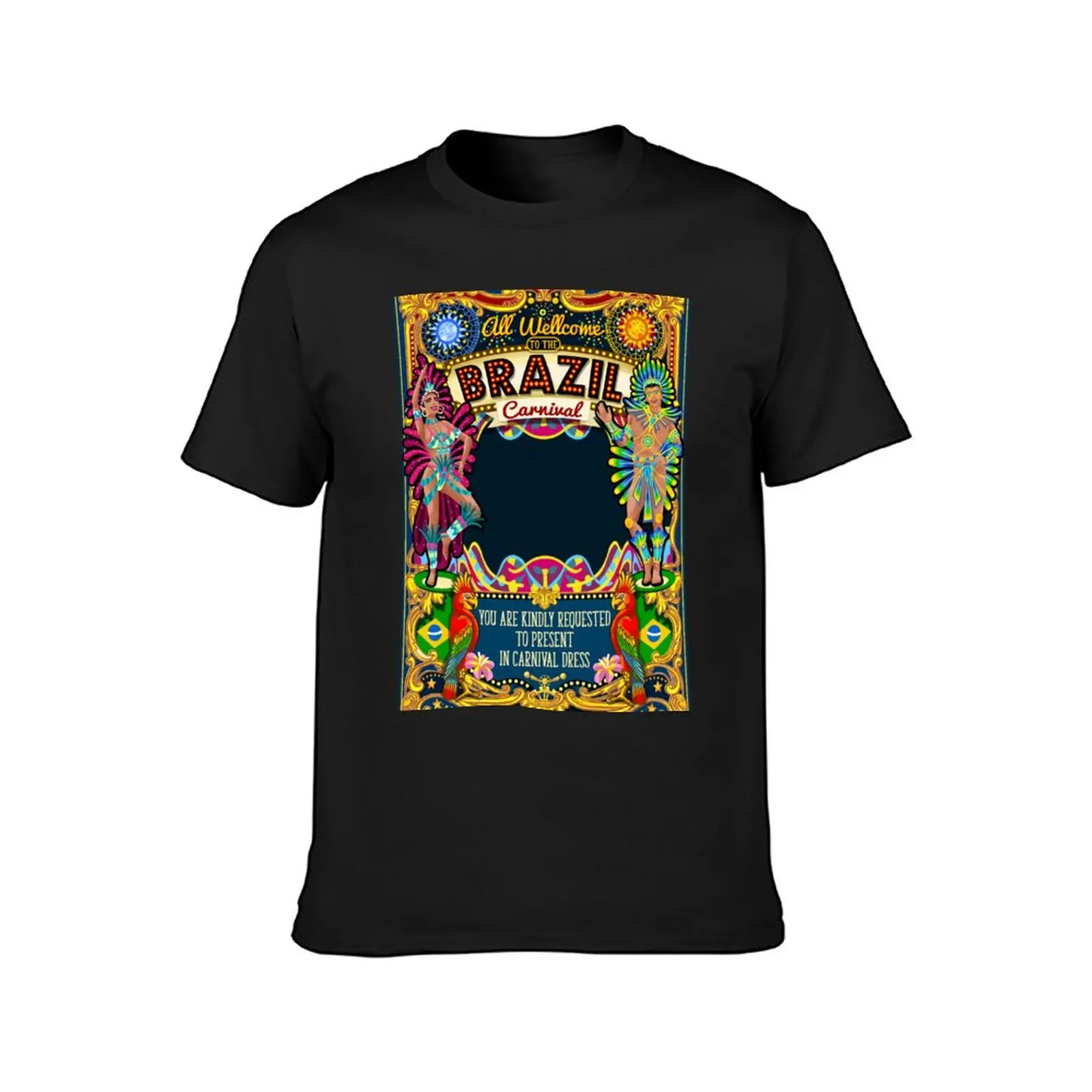 Rio Carnival Poster Theme Brazil Carnaval Mask Show Parade T-Shirt customs summer top Men's t-shirts