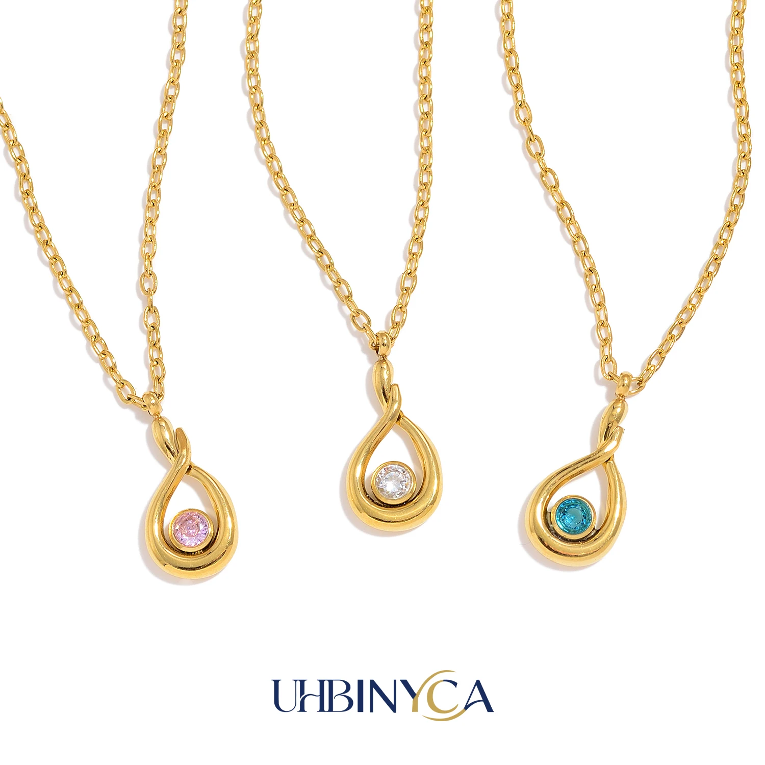 Angel Teardrop Pendant Necklace for Women, 18K Gold Plated Stainless Steel, Fashion Light Luxury Waterproof Jewelry Gift