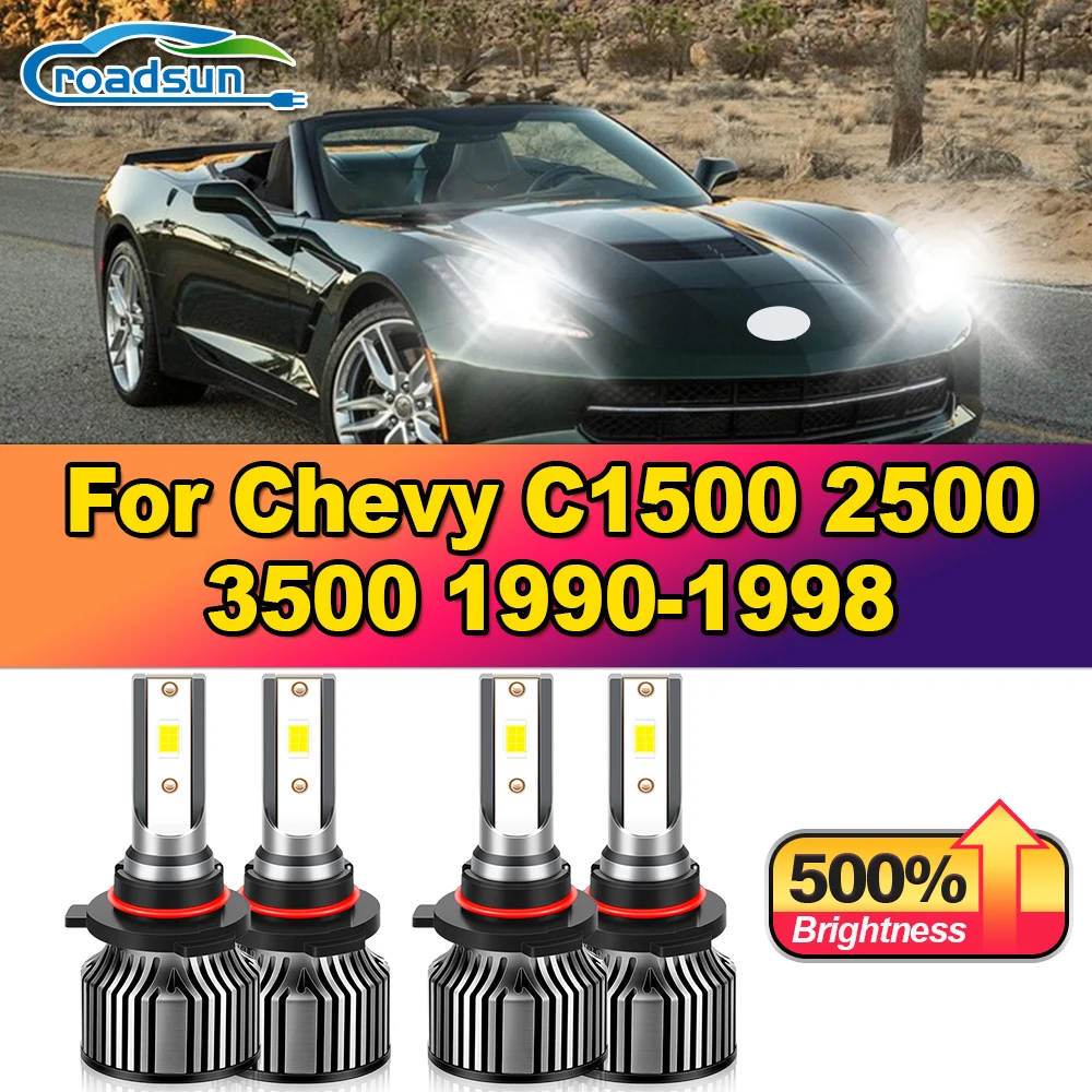 240W Turbo Auto Lamps 40000LM CSP Chips LED Headlight Bulbs 12V 6000K White For Chevy C1500 2500 3500 1990-1995 1996 1997 1998