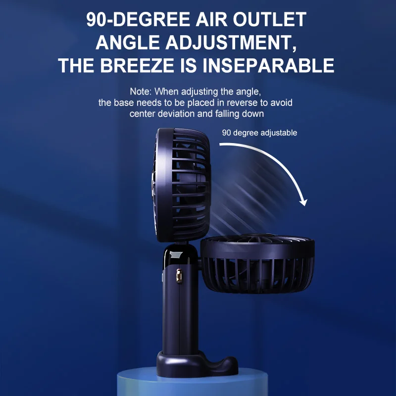 Handheld Mini Fan Foldable Portable Neck Hanging Fans 5 Speed USB Rechargeable Fan with Desk Phone Stand and LED Display Screen