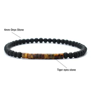 Nuevo pulsador de cuentas minimalistas unisex emperador onyx pulsera de piedra pequeña meditación de yoga braslet pareja brazalete pulsera 12 mejores brazaletes de ventas Nepal - №6