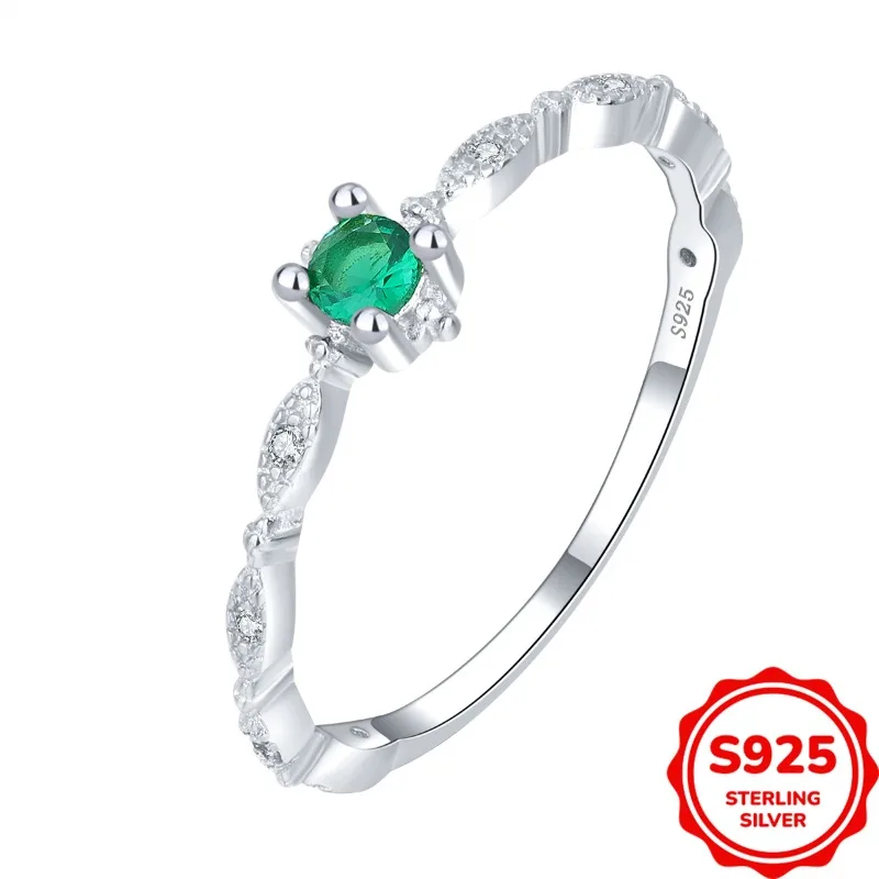 

Exquisite and Elegant Authentic S925 Silver Green Geometric Zircon Women's Ring