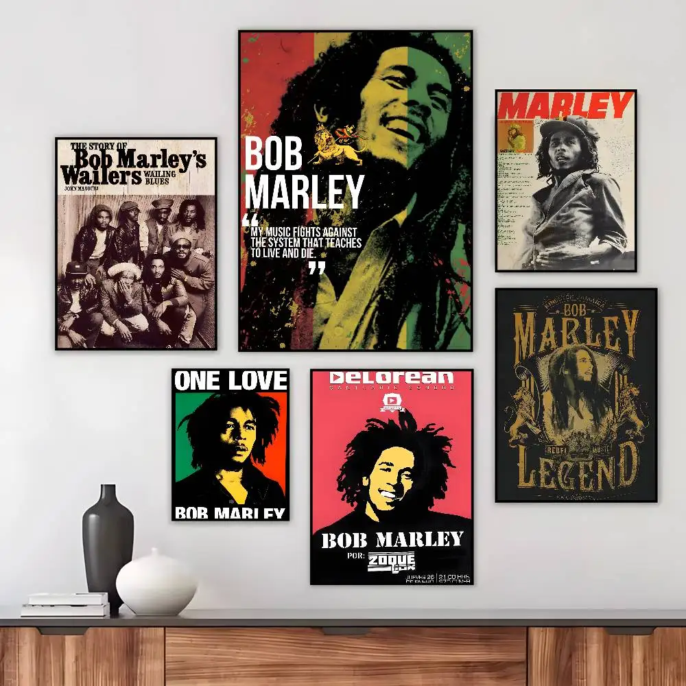 Bob Marley Reggae Singer Painting Poster Art canvas HD aesthetic Printing Paper Wall Art for Living Room Bar fashion Home Decor