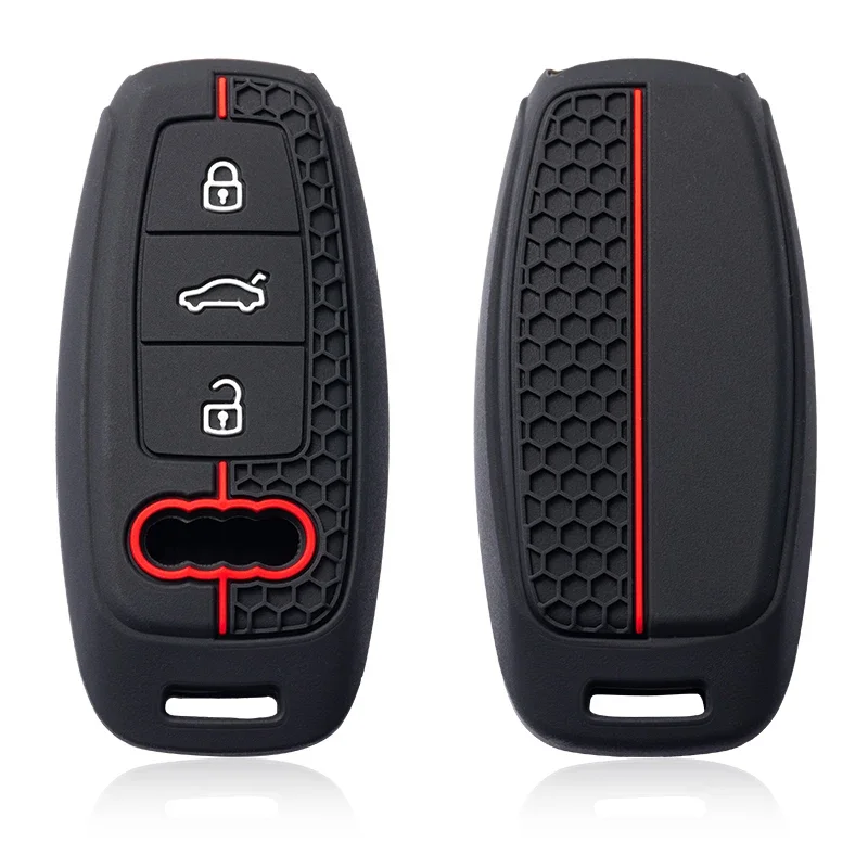 Silicone Car Smart Key Case Cover For Audi A3 8Y A4 A6 A7 A8 E-tron Q5 Q8 C8 D5 Auto Styling Protection Shell Holder Accessories