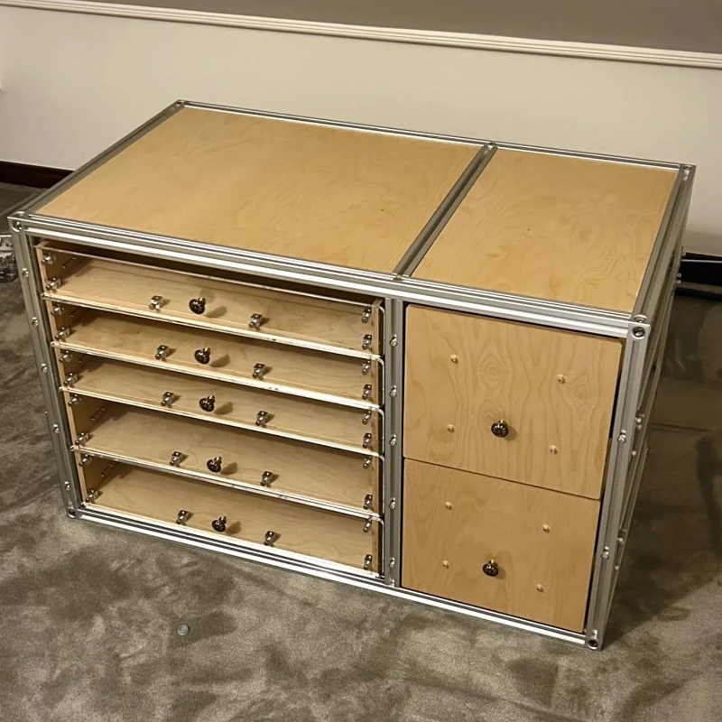 

Simple aluminum profile drawer storage cabinet Multi-layer multi-grid locker