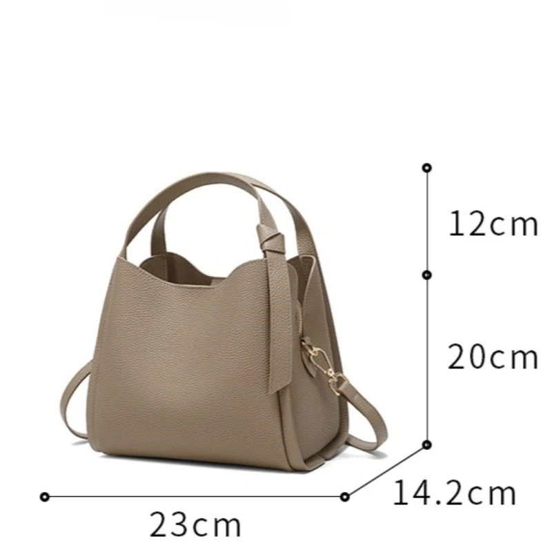 Minimalist Everyday Work Shoulder Bag for Women Genuine Leather Top Grain Leather Extra Large Capacity with Crossbody Strap