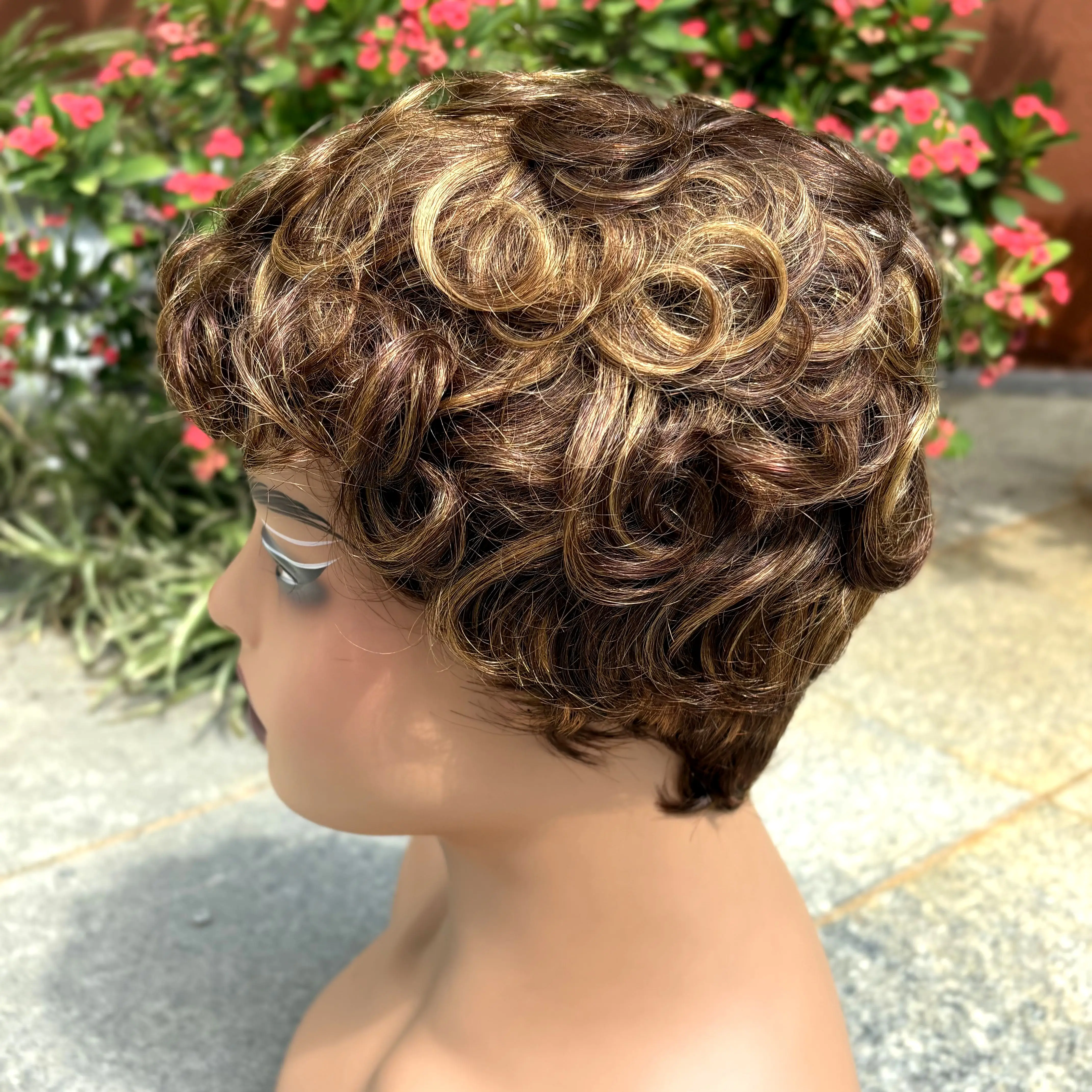 تسليط الضوء على كامل آلة صنع شعر مستعار عابث قطع الباروكات خصلات الشعر المستعار الإنسان الملونة متموجة بوب الباروكات البرازيلي شعر ريمي الباروكات للنساء