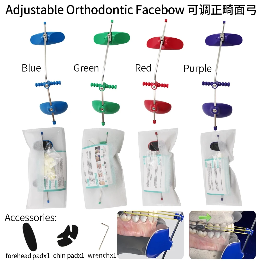 Dental Orthodontic Adjustable High Pull Headgear Dental Face Mask Single Pole Facebow Facemask