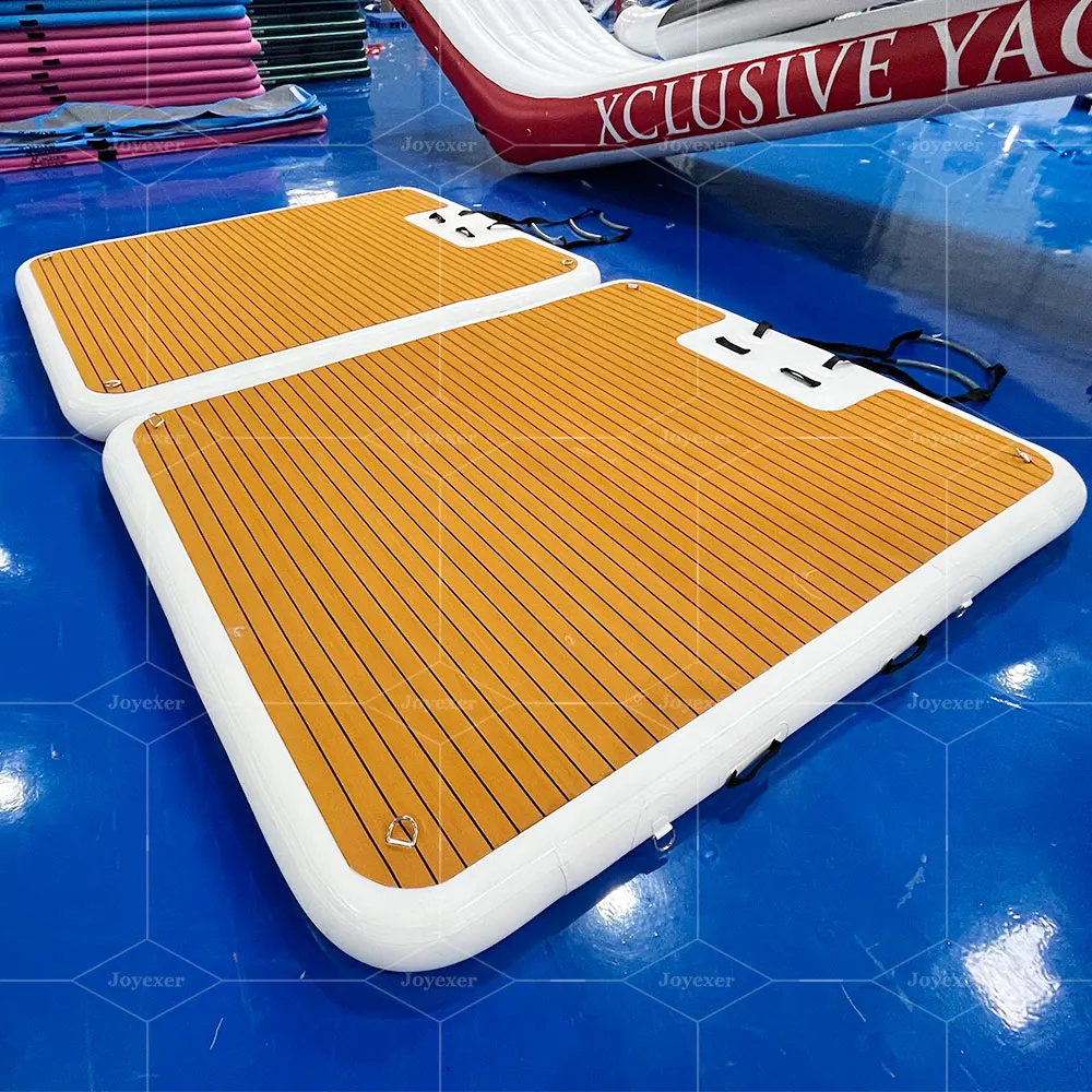 Drop Stitch PVC Teak Foam Inflatable Swim Platform Floating Dock With Ladder