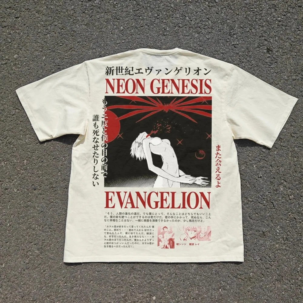 Camiseta Neon Genesis Evangelion Third Impact Lilith Rei, camiseta de manga corta con estampado gráfico, color beige, para hombres y mujeres