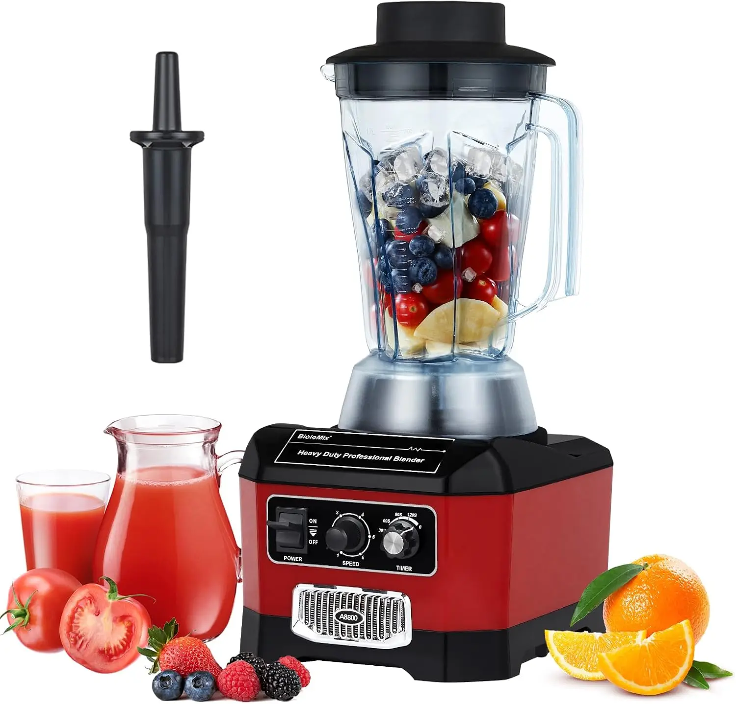 Heavy Duty Commercial Blender, 2200W 60Oz Professional Kitchen Blender for Smoothies, Shakes, Ice and Frozen Fruit, Optional Dry