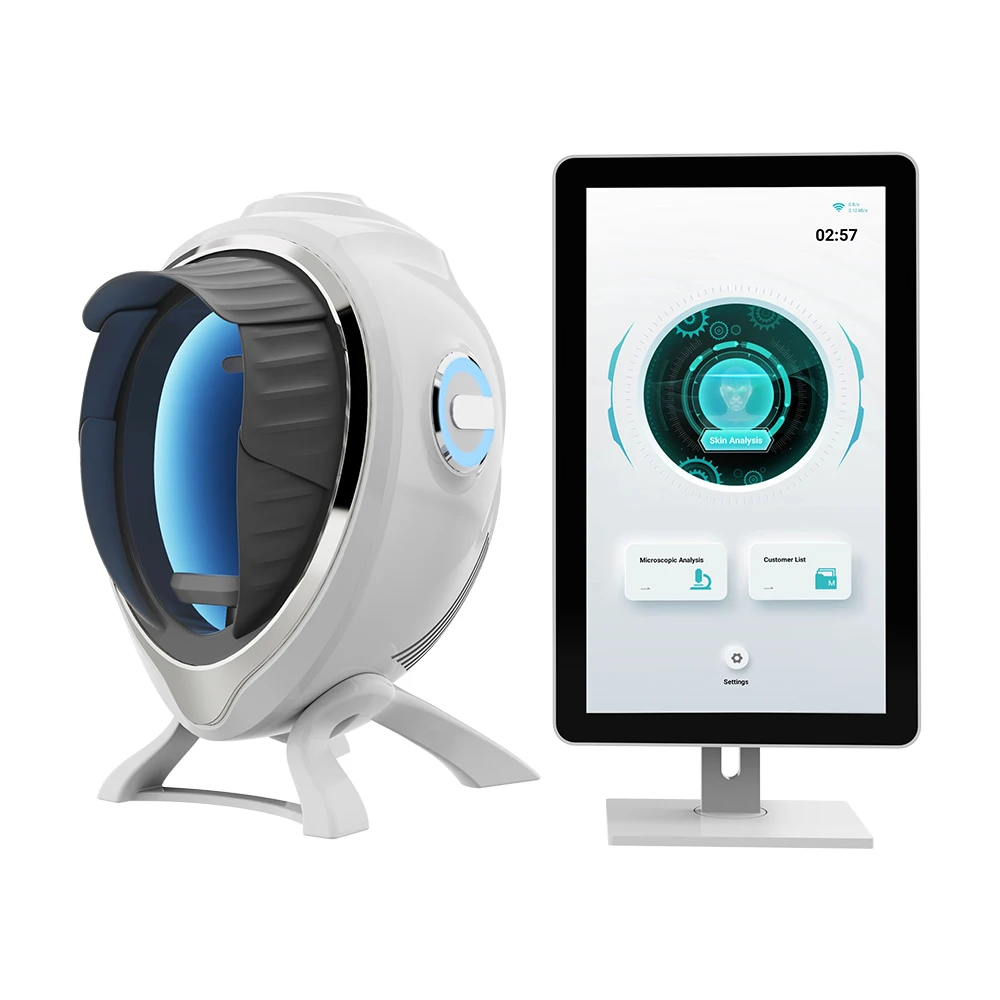 

3D-анализатор кожи лица с ИИ, фотосканер, лампа для фотосъемки, Wi-Fi подключение, сканер акне, распознавание лиц, 2-в-1