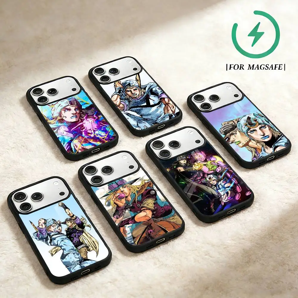 

Johnny J-Joestar of the J-Jojo Phone Case For iPhone 17 16 15 14 13 12 Pro Max Plus for Magsafe Mirror Wireless Magnetic Cover